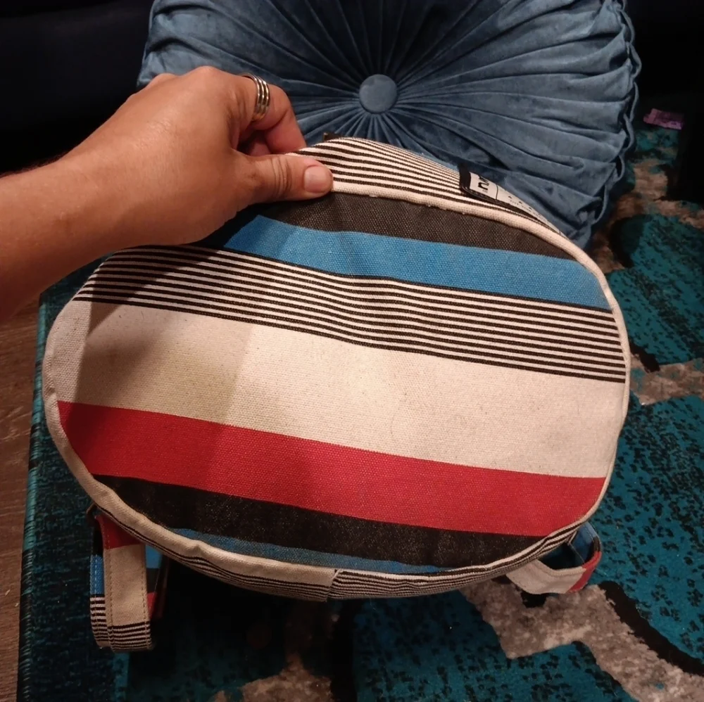 Kavu Striped Backpack - Red, Blue, Black